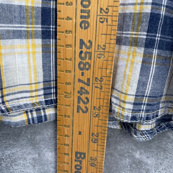 Affliction Shirt Men M Blue Plaid Edgy Grunge Fleur De Lis Black Premium Button - Picture 8 of 11